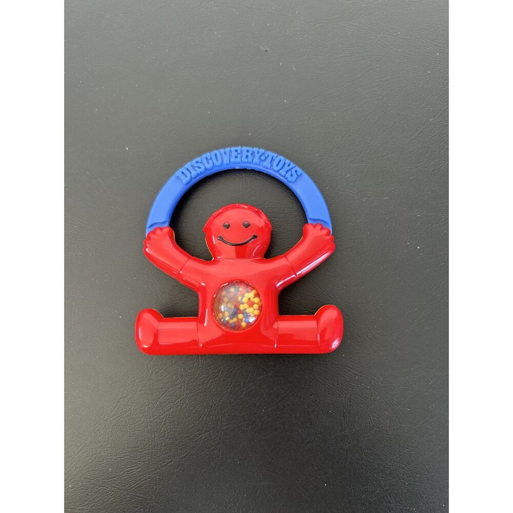 Vintage 1990s Discovery Toys Red Blue Happy Arch Rattle Baby Developmental Toy - Picture 2 of 3